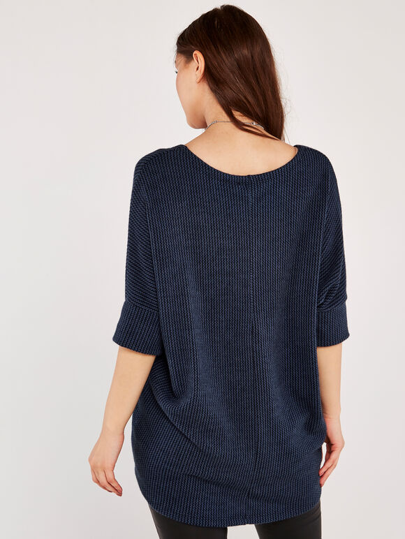 Textured Oversized Top, Navy, large