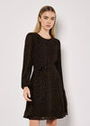 Chiffon Polka Dot Mini Dress, Black, large