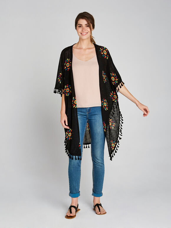 Black Daisy Leaf Chain Cover Up, Black, large