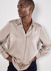 Satin Self-Stripe Oversized Shirt, Stone, large