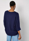 Soft Touch Drawstring Batwing Top, Navy, large