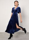 Velvet Wrap Maxi Dress, Navy, large
