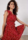 Ditsy Floral Chiffon Mini Dress, Red, large