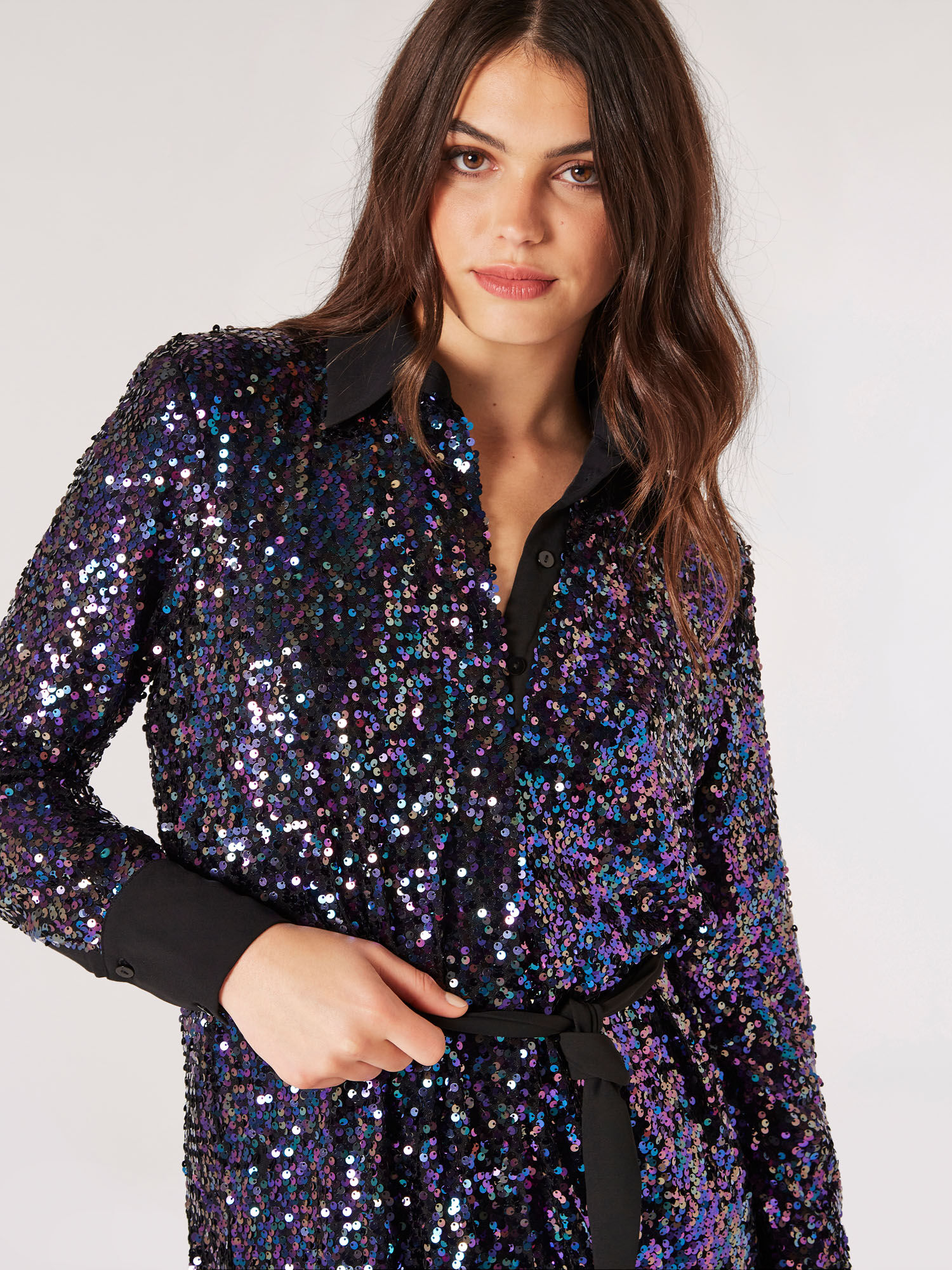 Glitter shirt dress outlet