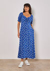 Silhouette Floral Milkmaid Maxi Dress, Blue, large