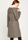 Brown Check Wool Blend Coat, Brown, large