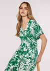 Leaf Print Midi Dress, Green, large