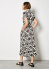 Geometric Print Shirt Midi-dress, Black, large