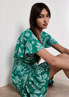 Sarasa Floral Wrap Mini Dress, Green, large