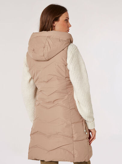 Eyelet Detail Puffer Hood Gilet