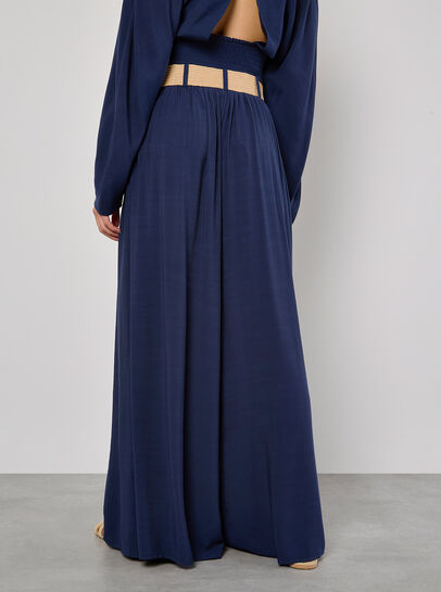 Pleated Palazzo Trousers With Belt