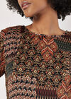 Patchwork Plisse Mini Dress, Khaki, large