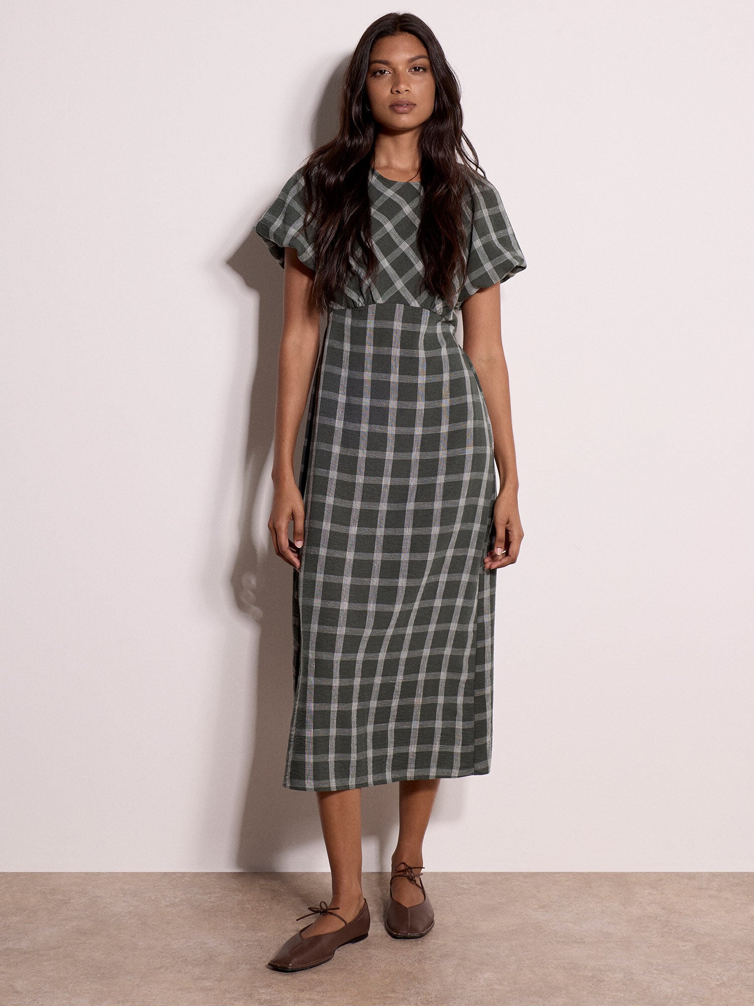 Check Print Midaxi Dress | Apricot Clothing