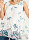Butterfly Mesh Knit Layered Top, Cream, large