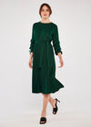 Pleat Ruffle Sleeve Midi Dress, Green, large