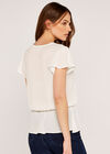 Lace Peplum Top, Cream, large