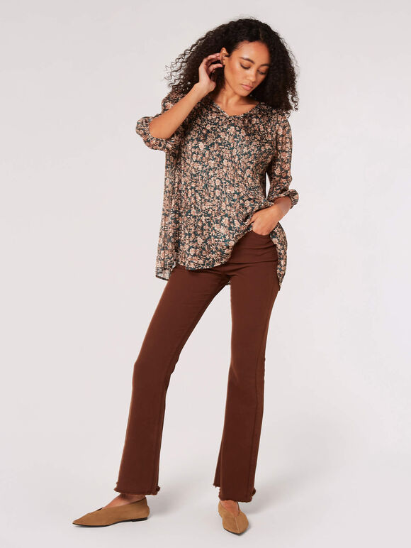 Floral Lurex Top, Green, large