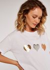 Iridescent Hearts Tshirt, White, large