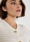 Waffle Knit Cardigan, Cream, large