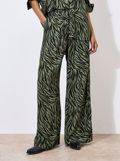 Zebra Print Wide Leg Trousers