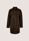 Leopard Denim Shacket Mini Dress, Brown, large