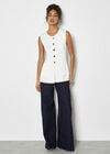 Ribbed Knit Waistcoat, Cream, large