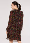 Paisley Ruffle Mini Dress , Black, large