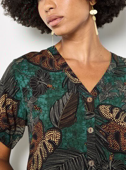 Tropical Leaf Print Shirt