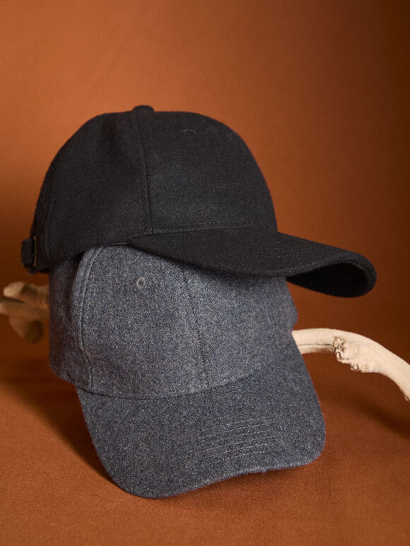 Woollen Cap Hat, Grey, large