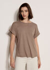 Button Back Textured T-Shirt, Stone, large