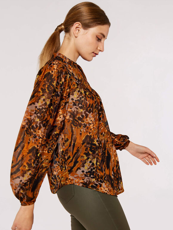 Medow Chiffon  Blouse, Brown, large