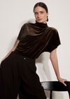 Velvet Batwing T-Shirt, Brown, large