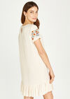 Embroidered Babydoll Hem Dress, Cream, large