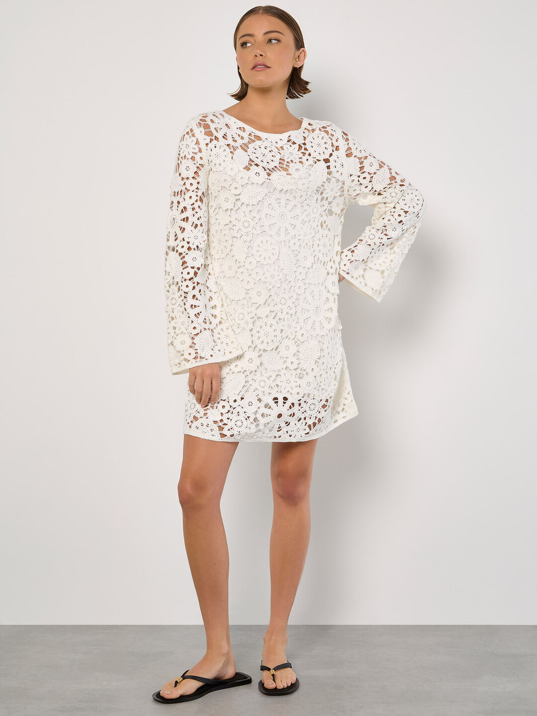 Floral Crochet Shift Mini Dress