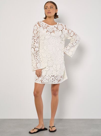 Floral Crochet Shift Mini Dress