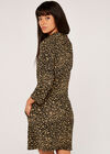 Leopard Print Flap Neck Swing Dress, Stone, large
