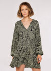 Animal Oversized Tier Dress, Khaki, large