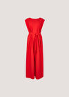 Wide Leg Cotton Jumpsuit, Red, large