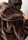 Reversible Faux Fur Suede Jacket, Brown, large