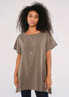 Slub Cotton High Low Tunic, Khaki, large