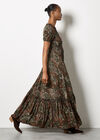 Peacock Feather Print Maxi Dress, Khaki, large