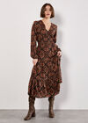 Smock Waist Tiered Dress, Rust, large