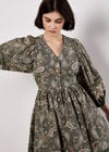 Paisley Print Mini Dress, Khaki, large