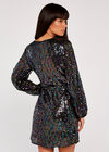 Sequin Shift  Mini Dress, Black, large