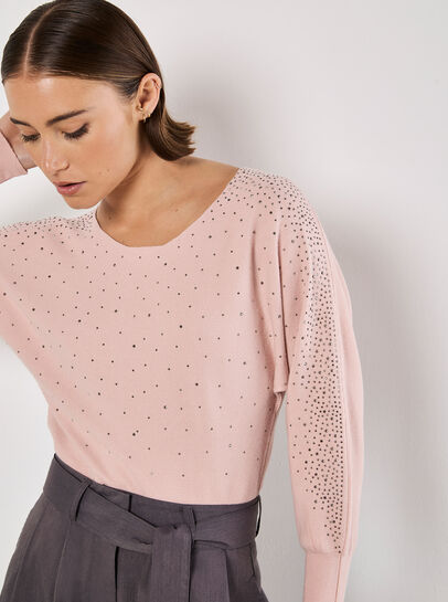 Batwing Sleeve Studded Jumper