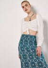 Batik Print Smocked Maxi Skirt, Blue, large