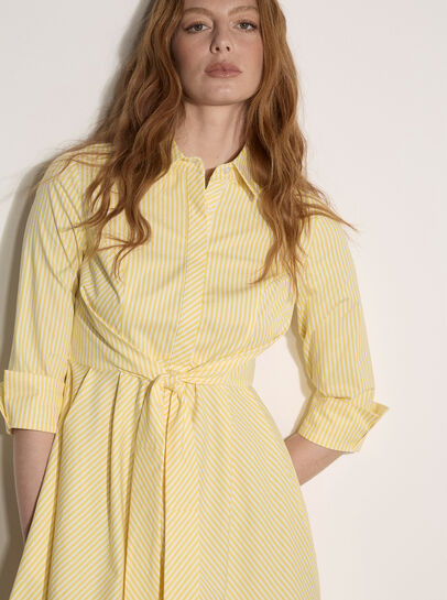 Cotton Stripe Shirt Mini Dress