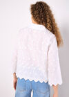 Applique Flowers Cropped Shirt, White, large