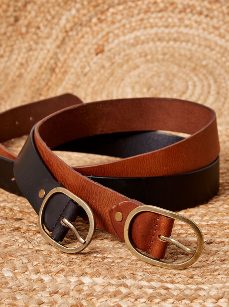 Leather Gold Buckle Belt