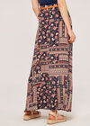 Patchwork Belted Skirt, Navy, large